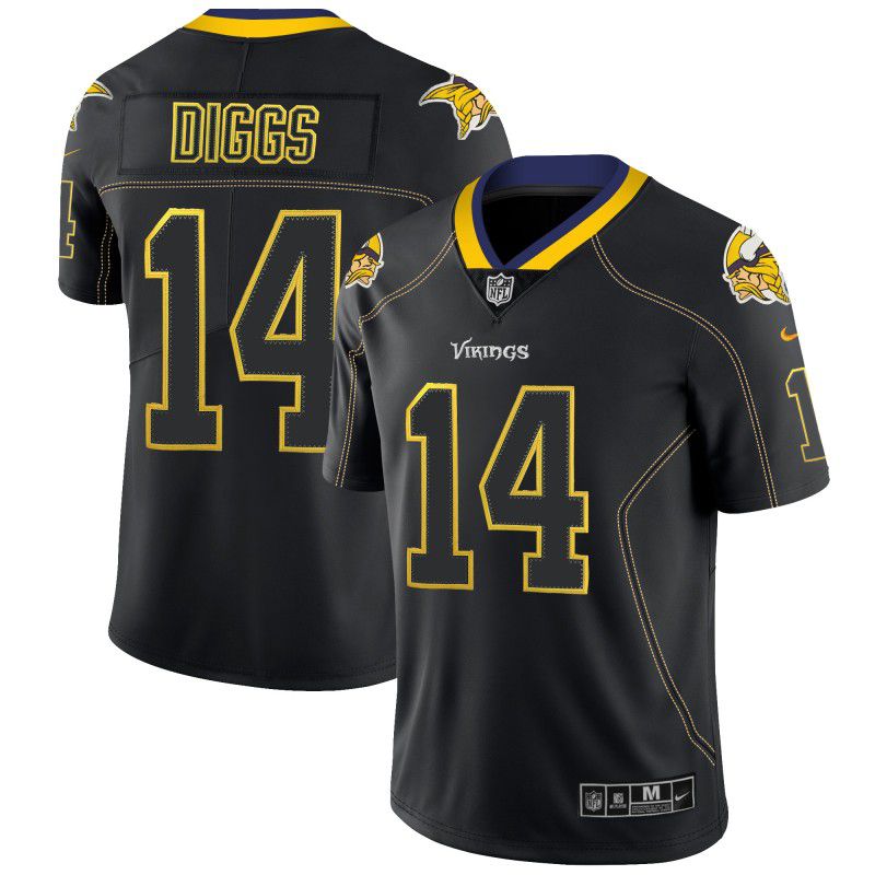 Men Minnesota Vikings 14 Diggs Black Nike Lights Out Black Color Rush Limited NFL Jerseys